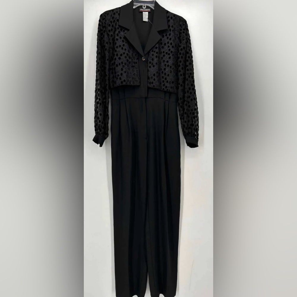 John Roberts Vintage Black Glam‎ Disco Jumpsuit Size 8